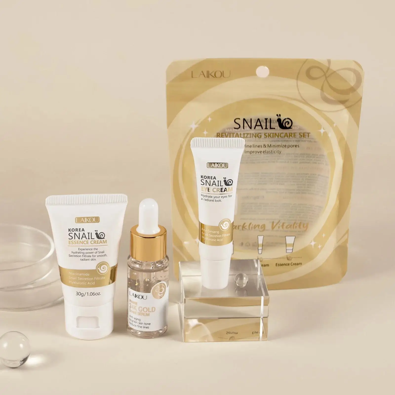 Luxury Skincare Lines - 24-каратное золото, восстанавливающая сыворотка с улиткой,
